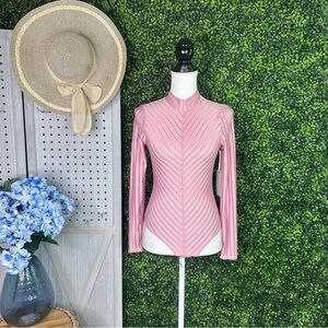 Mauve pink sheer peekaboo long sleeve bodysuit nwt